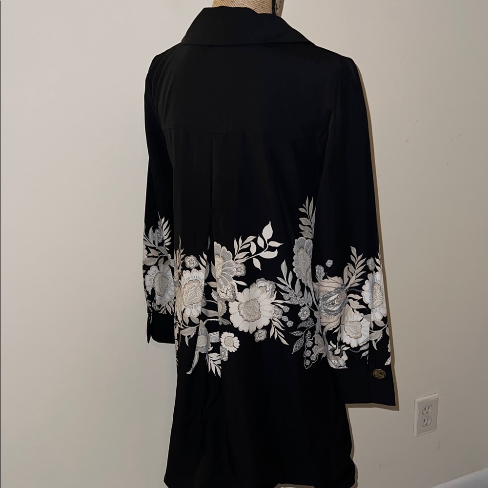 Floral Embroidered Stitched Zara Black Mini Dress - Picture 3 of 5